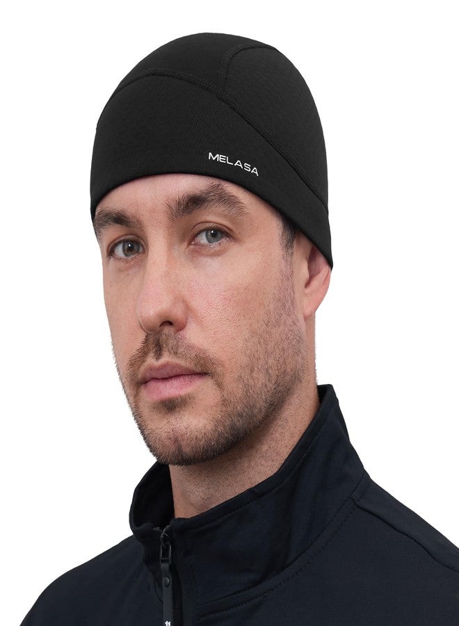 MELASA Lightweight Warm Running Winter Hat with Reflective Accents, Unidirectional Moisture Wicking Skull Caps for Men Women Black - Image 1